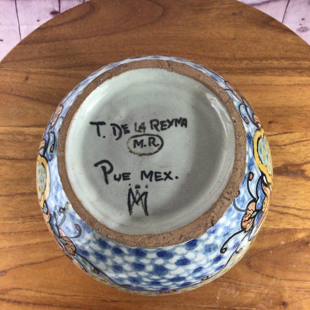 Vintage Hand Painted Mexican Traveler Water Pitcher Artist Signed T. De La Reyna - Picture 8 of 8